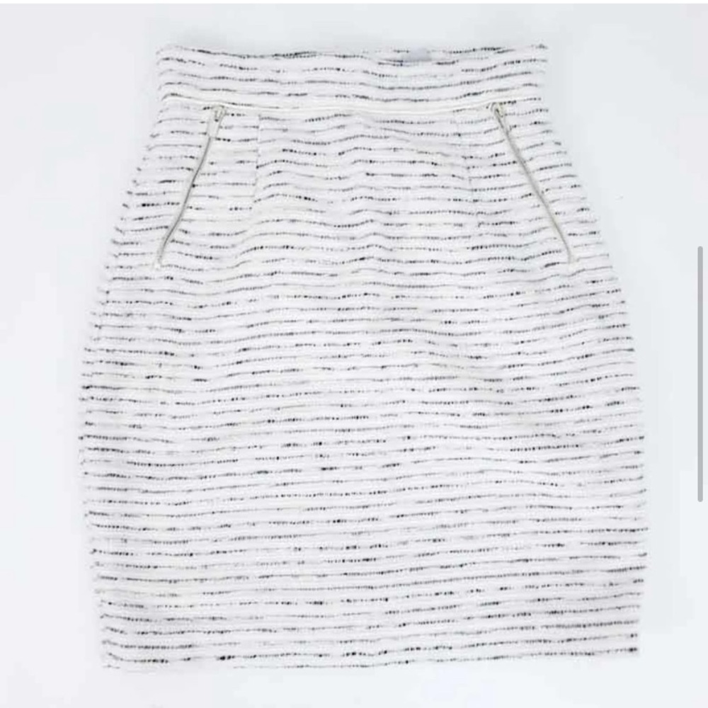 H&M pencil skirt ivory white black stripe size 6